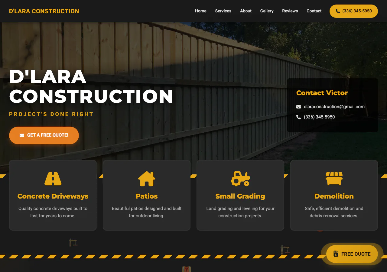 Homepage preview of D'Lara Construction