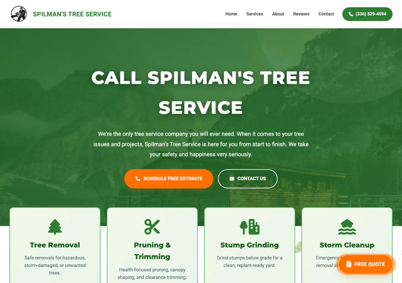 Homepage preview of Spilman's Tree Service